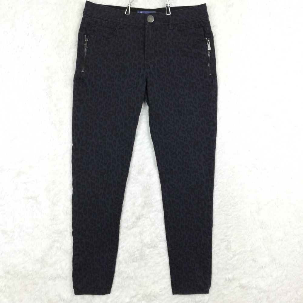Democracy Womens Jeans "Ab"solution Skinny Denim Blue Black Leopard Print 8‎